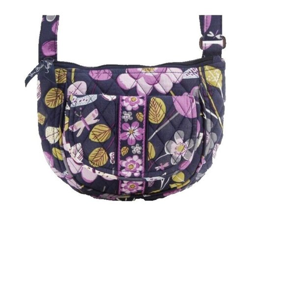 Vera Bradley 7 x 9 x 1 Navy Blue Multi Zip Top Flap Pocket Adj Crossbody Purse - Picture 1 of 8